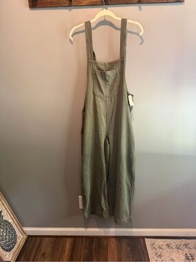 aerie Olive Green Wide-Leg Overalls